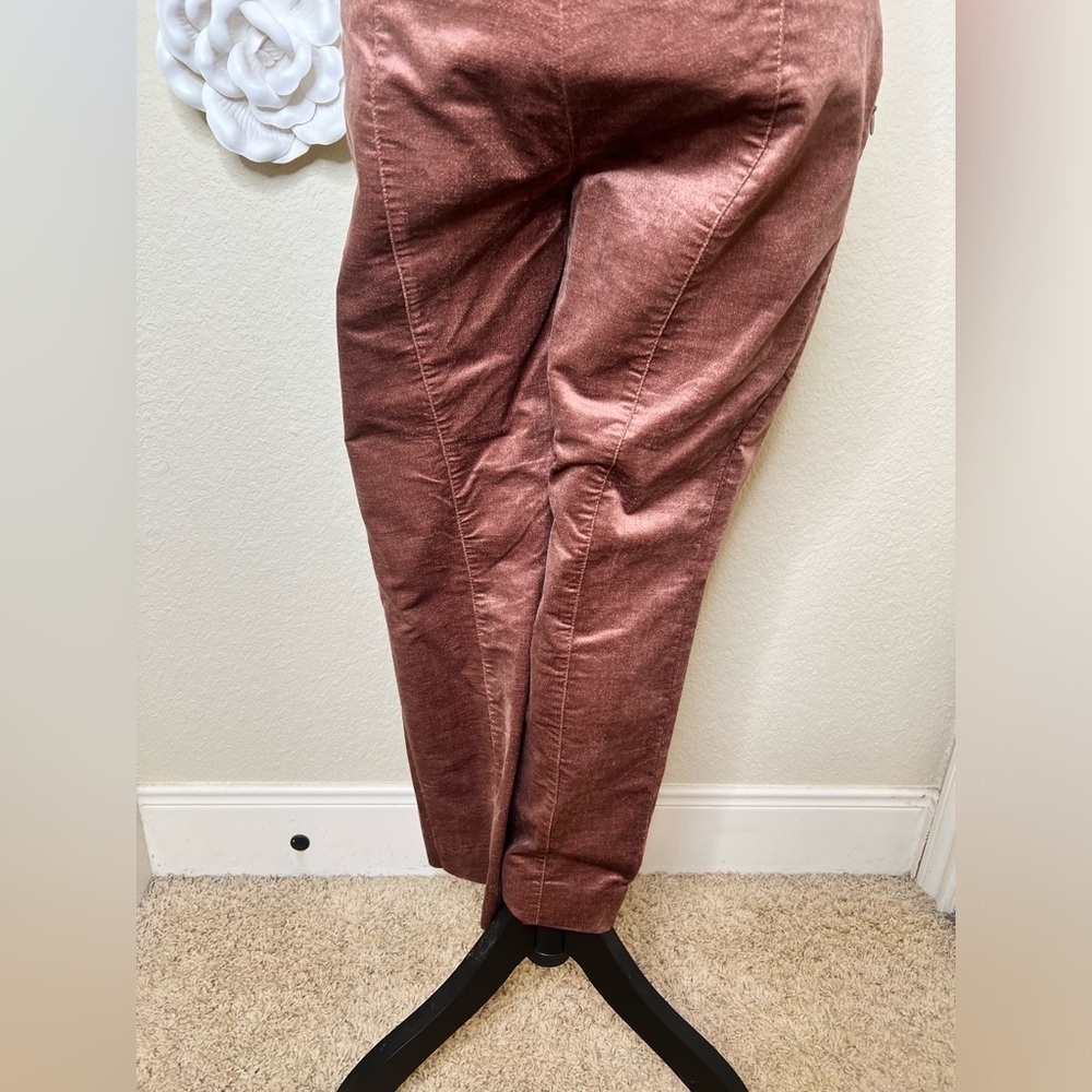 Anthropologie The Essential Slim Velvet Trousers Sz 8 in Bronze Brown Color - Picture 13 of 16